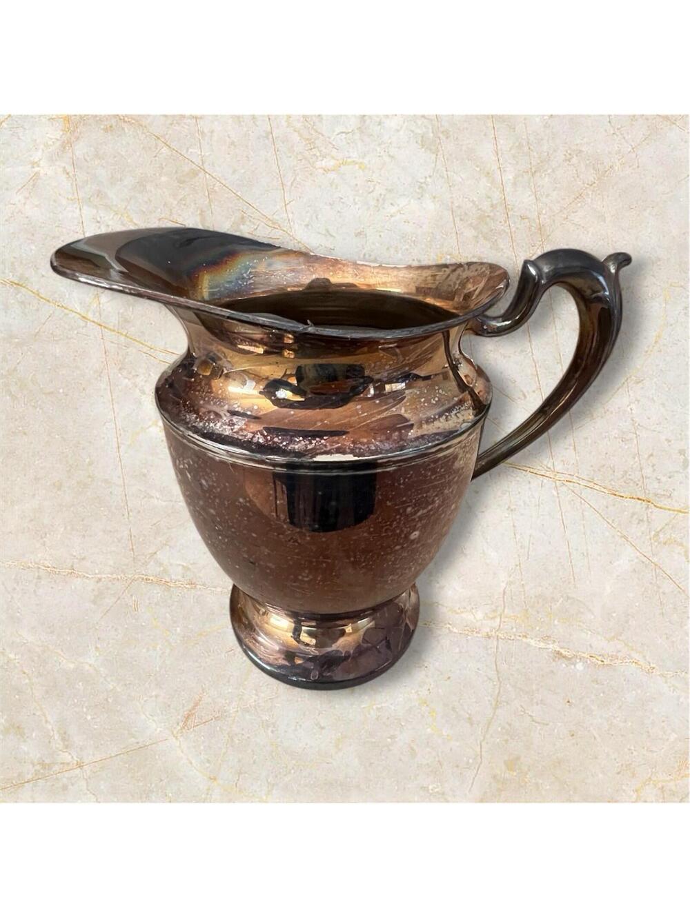 Vintage Silverplated Pitcher, Calvin 9103 B. M. Co., Made USA, Benedict Plate